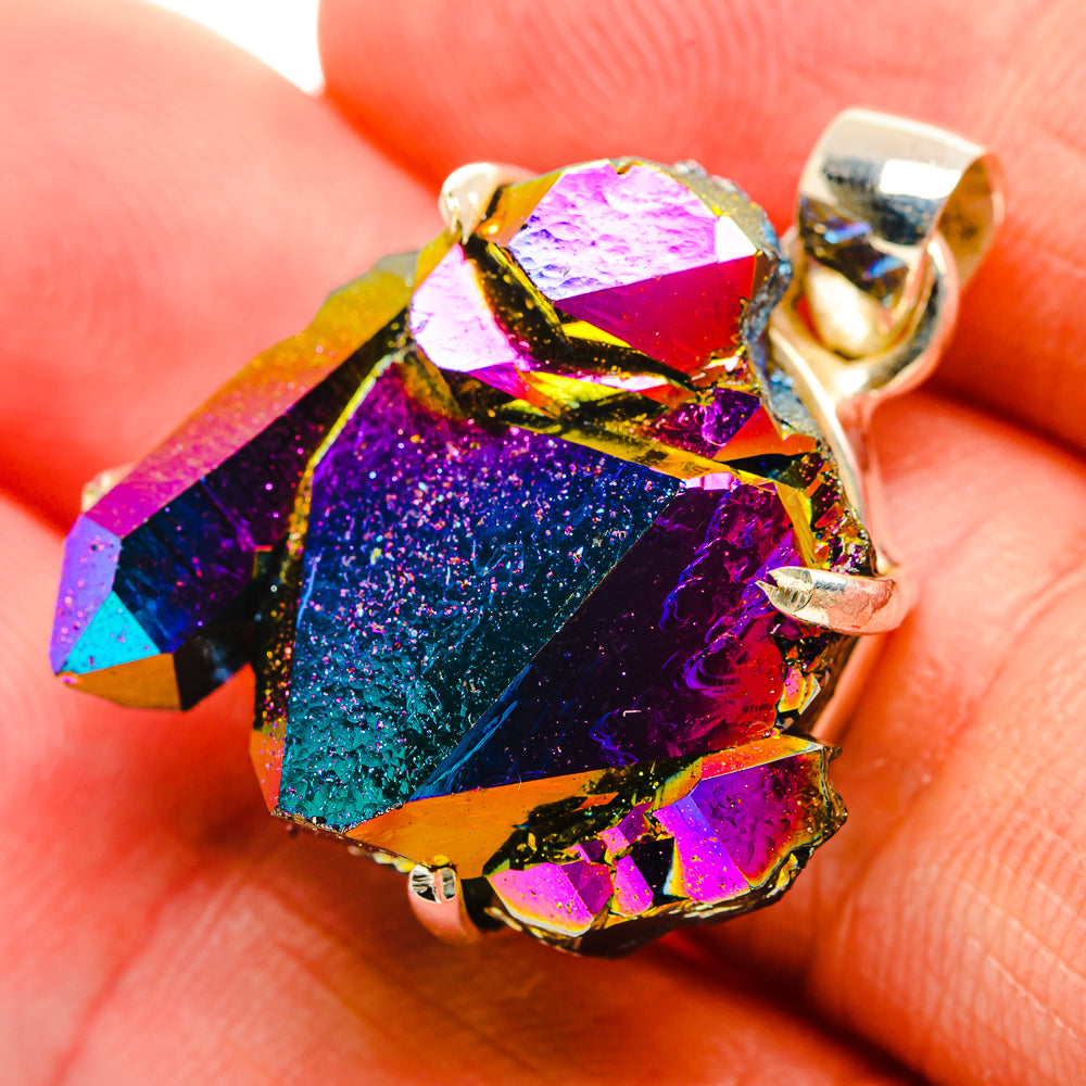 Titanium Sunshine Druzy Pendants handcrafted by Anasilvercos - PD33056