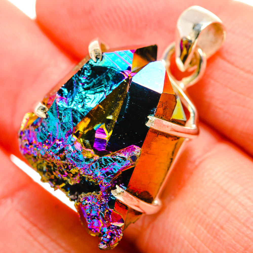 Titanium Sunshine Druzy Pendants handcrafted by Anasilvercos - PD33058