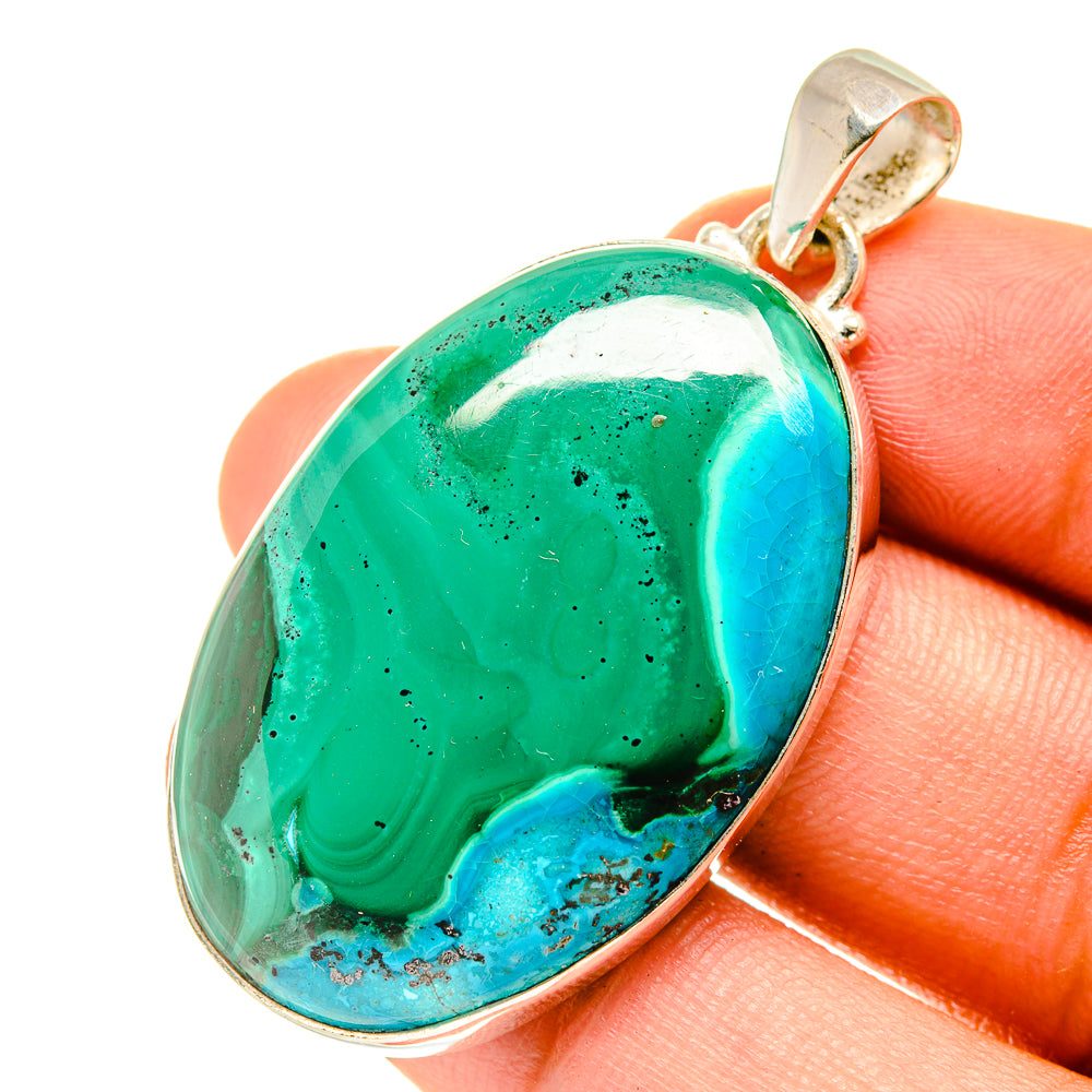 Malachite In Chrysocolla Pendants handcrafted by Anasilvercos - PD3306
