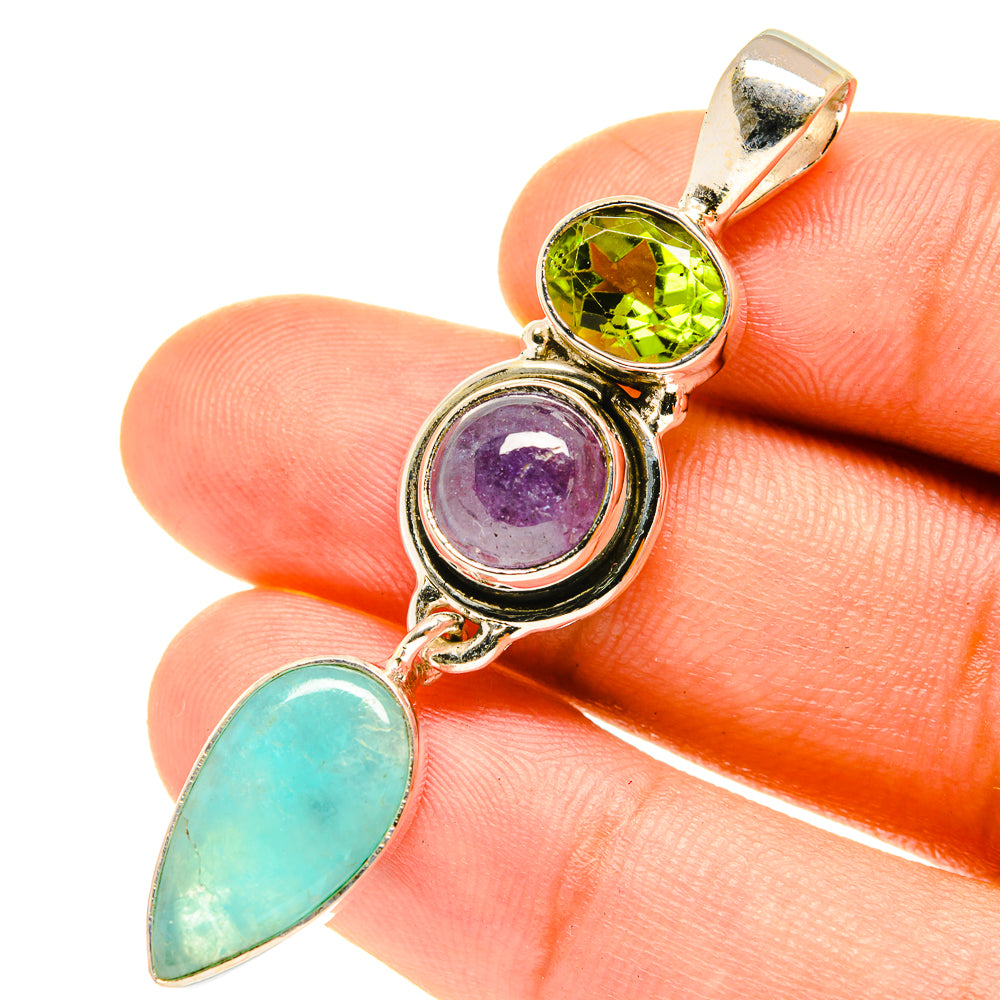Peruvian Amazonite Pendants handcrafted by Anasilvercos - PD3308