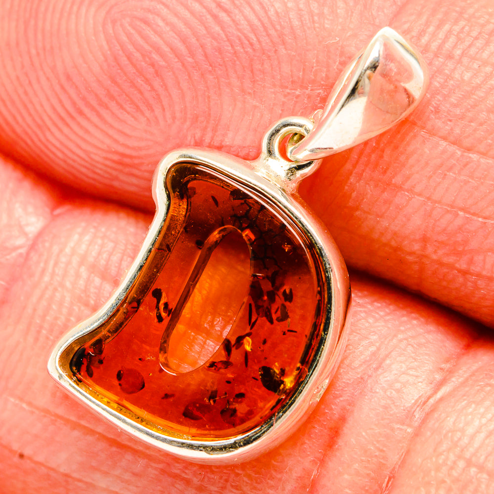 Baltic Amber Letter D Pendants handcrafted by Anasilvercos - PD33091