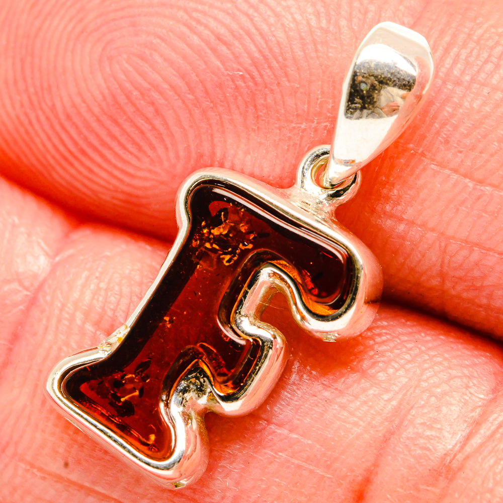 Baltic Amber Letter F Pendants handcrafted by Anasilvercos - PD33093