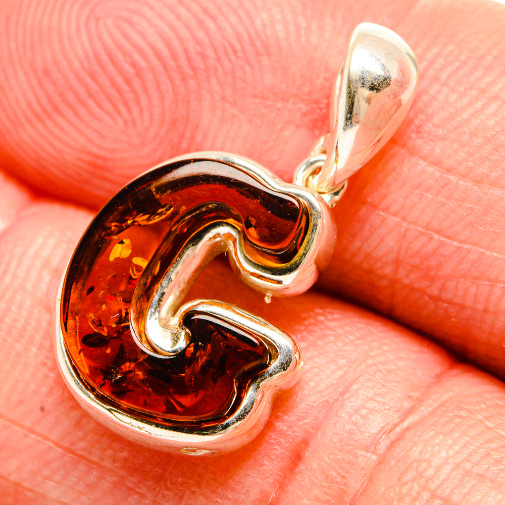 Baltic Amber Letter G Pendants handcrafted by Anasilvercos - PD33094