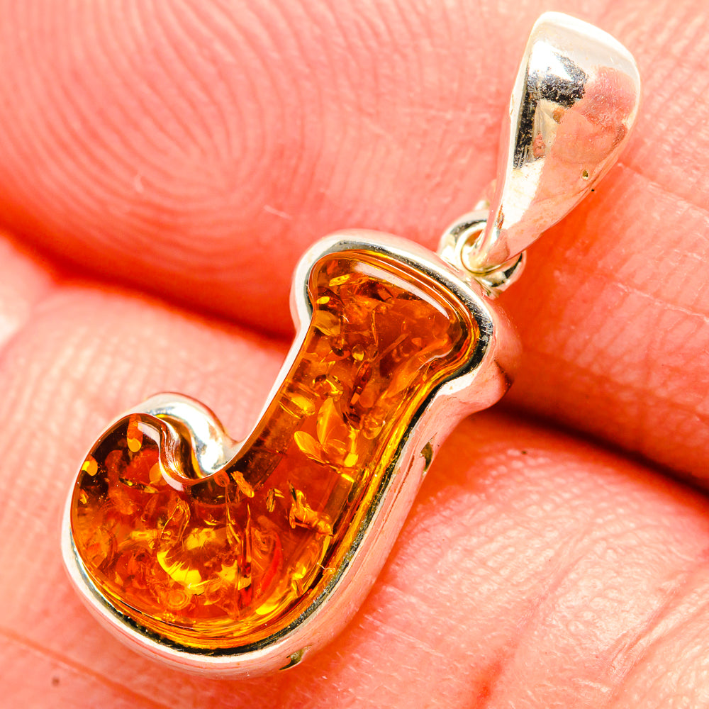 Baltic Amber Letter J Pendants handcrafted by Anasilvercos - PD33097