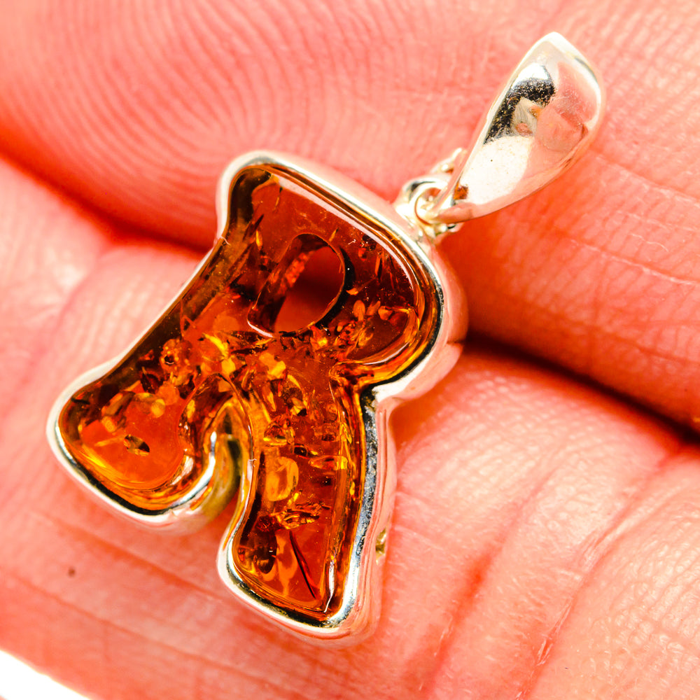 Baltic Amber Letter R Pendants handcrafted by Anasilvercos - PD33104