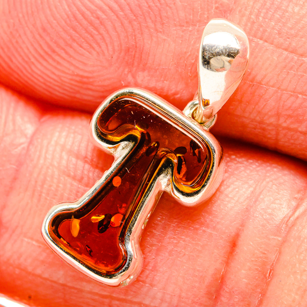 Baltic Amber Letter T Pendants handcrafted by Anasilvercos - PD33106