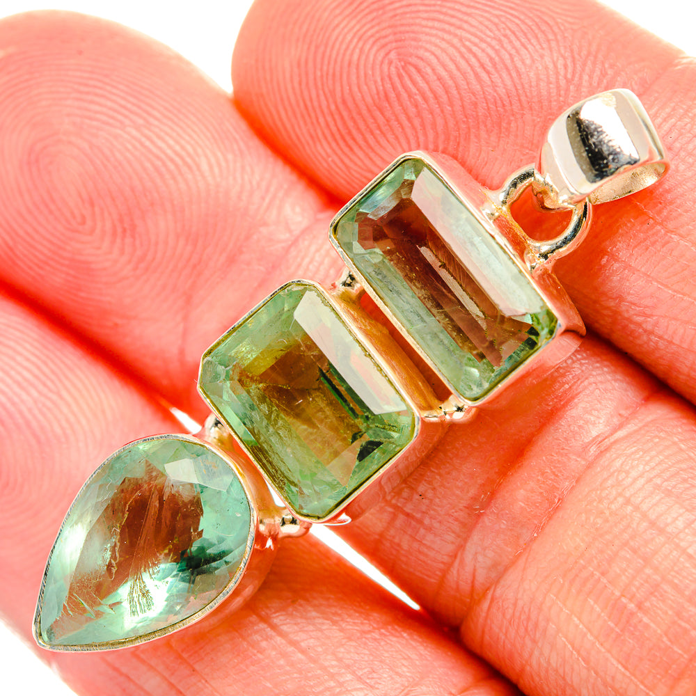 Green Fluorite Pendants handcrafted by Anasilvercos - PD33144