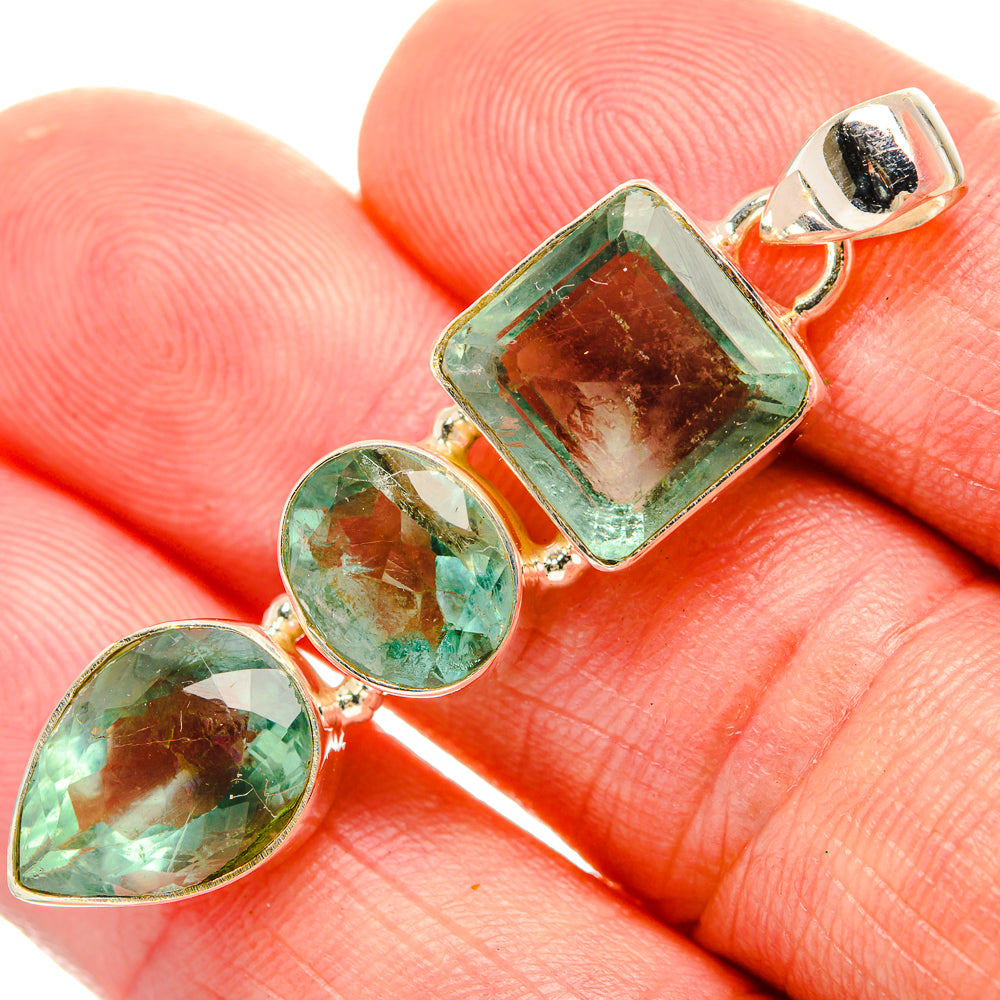 Green Fluorite Pendants handcrafted by Anasilvercos - PD33158