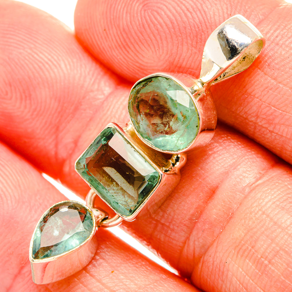 Green Fluorite Pendants handcrafted by Anasilvercos - PD33161
