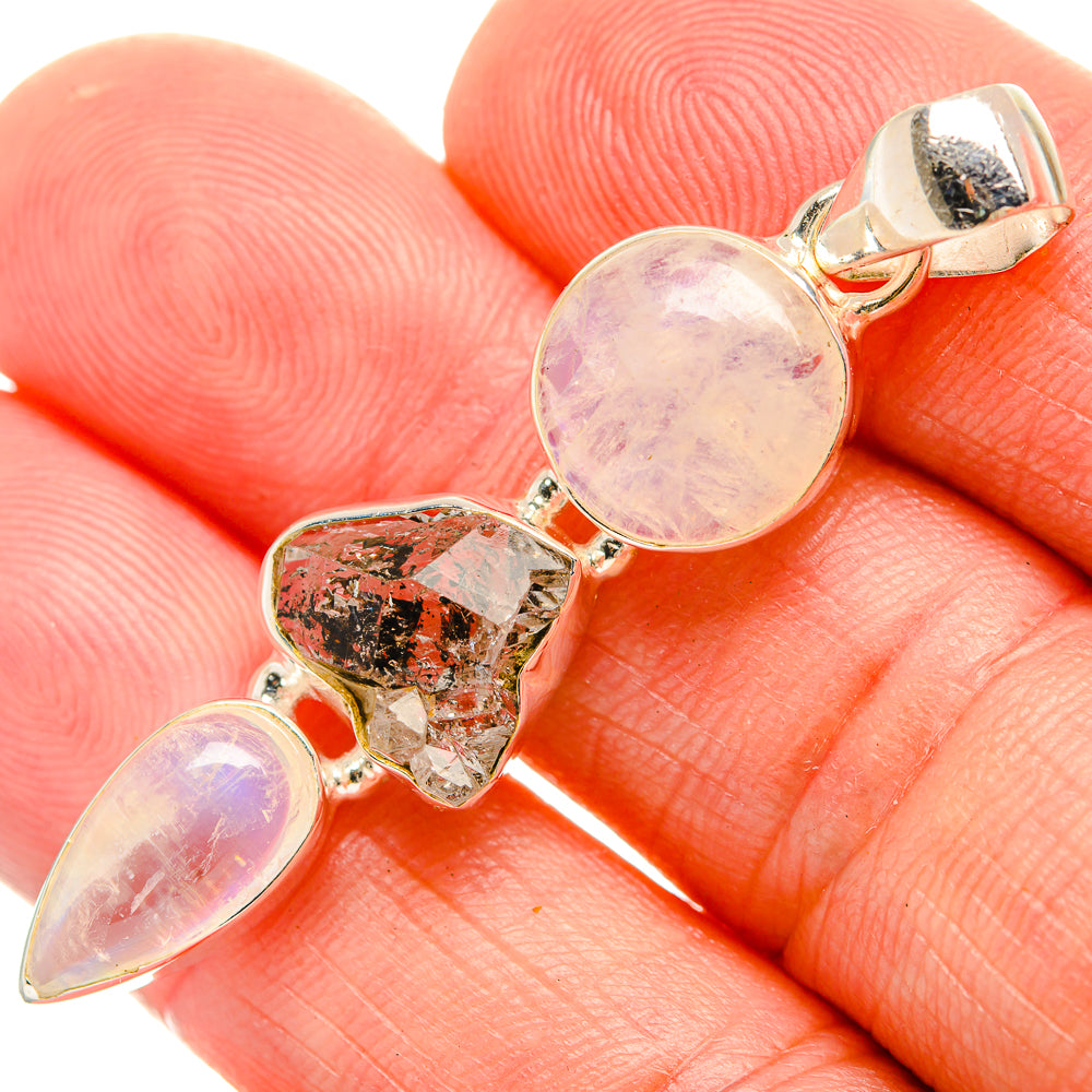Rainbow Moonstone Pendants handcrafted by Anasilvercos - PD33167