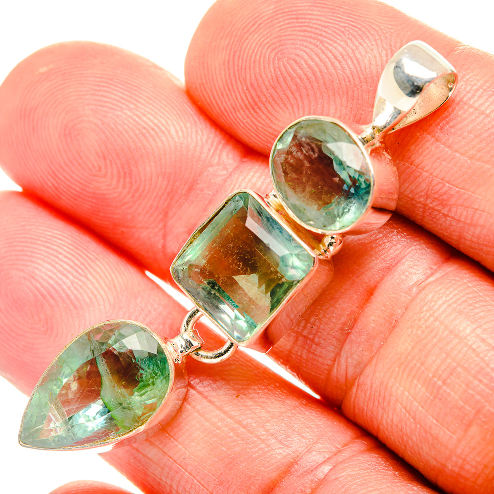 Green Fluorite Pendants handcrafted by Anasilvercos - PD33169