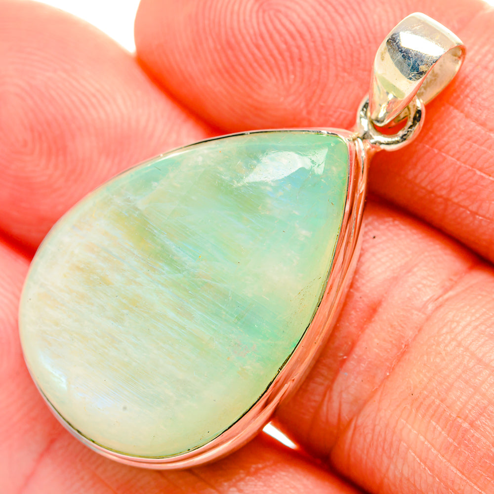 Green Moonstone Pendants handcrafted by Anasilvercos - PD33188