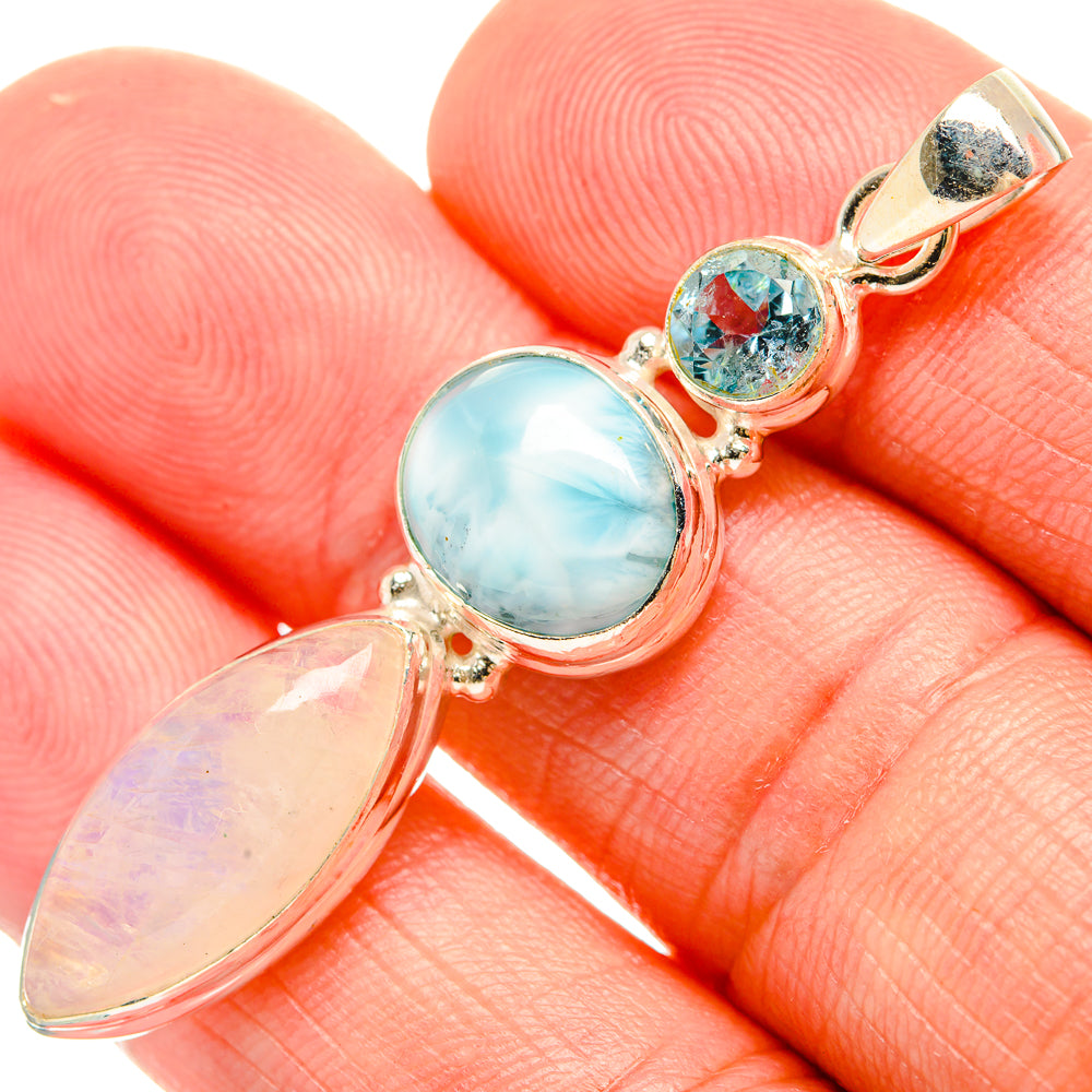 Rainbow Moonstone Pendants handcrafted by Anasilvercos - PD33191