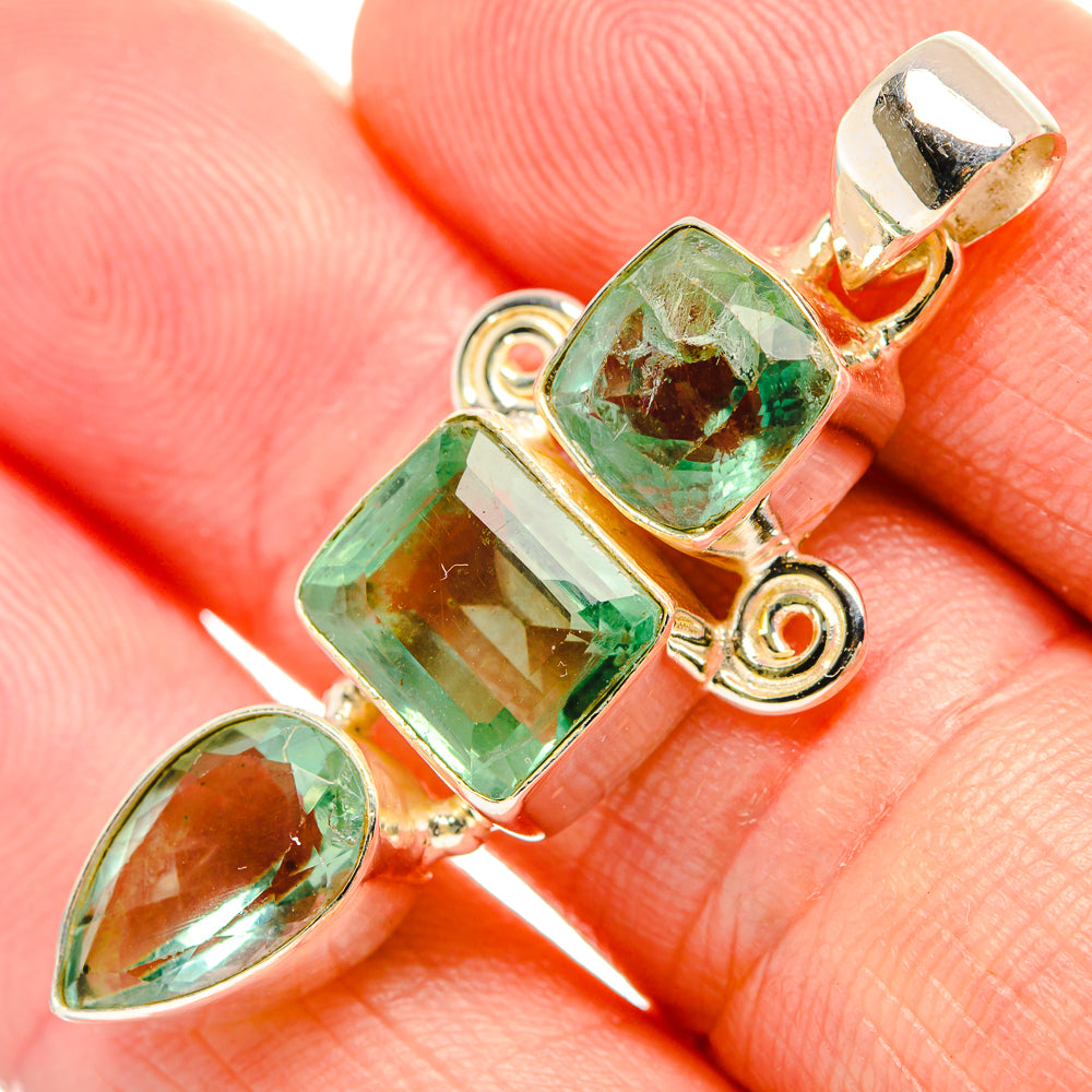 Green Fluorite Pendants handcrafted by Anasilvercos - PD33201