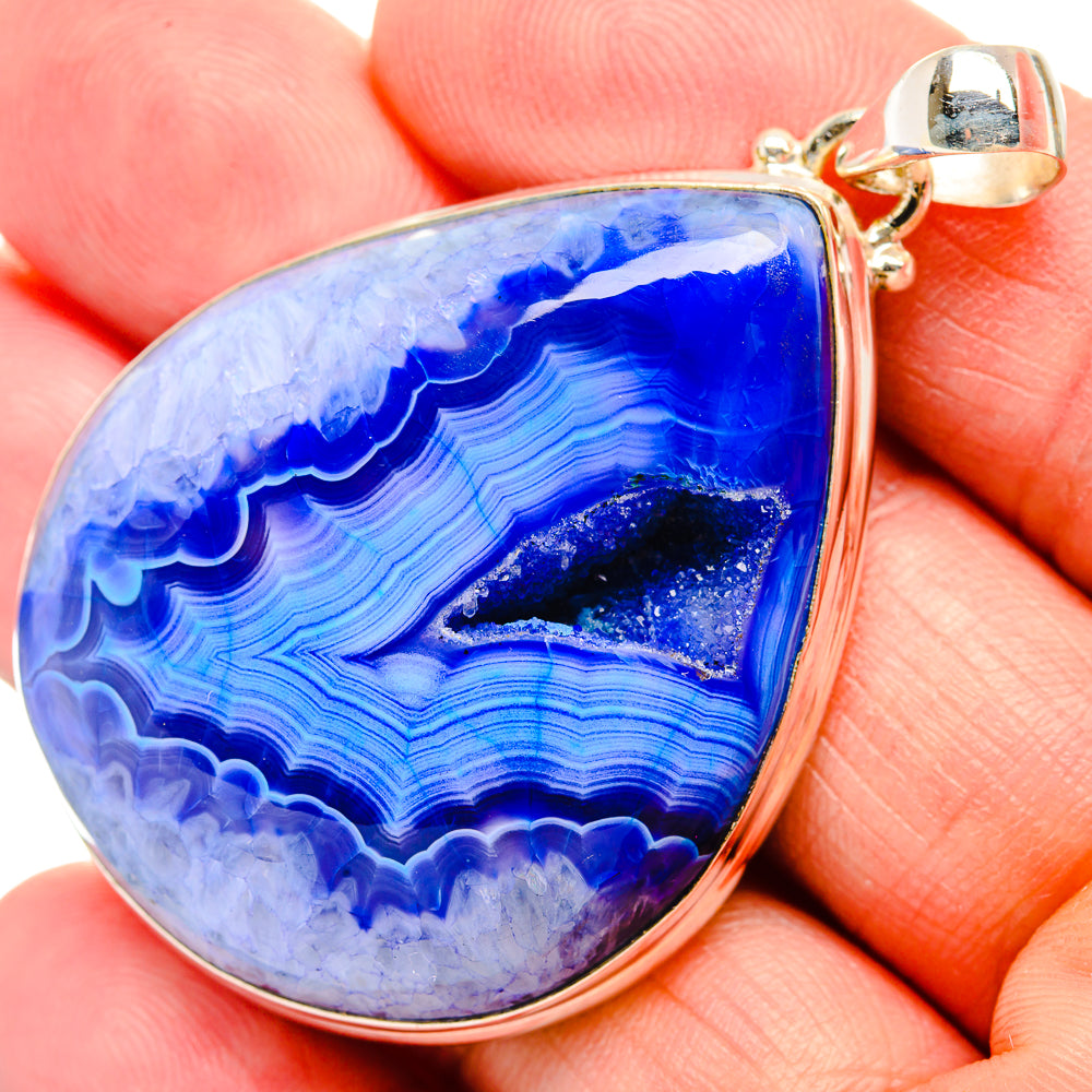 Blue Agate Window Druzy Pendants handcrafted by Anasilvercos - PD33236