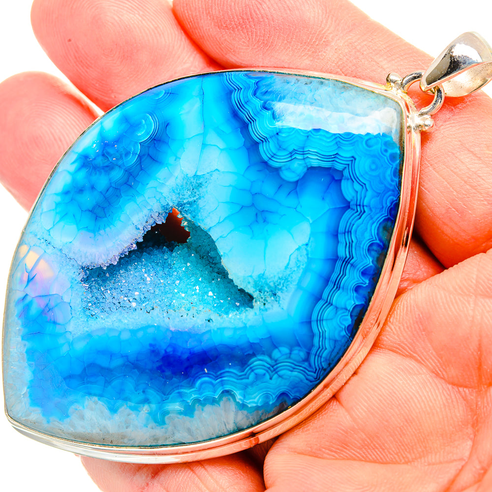 Blue Agate Window Druzy Pendants handcrafted by Anasilvercos - PD33242