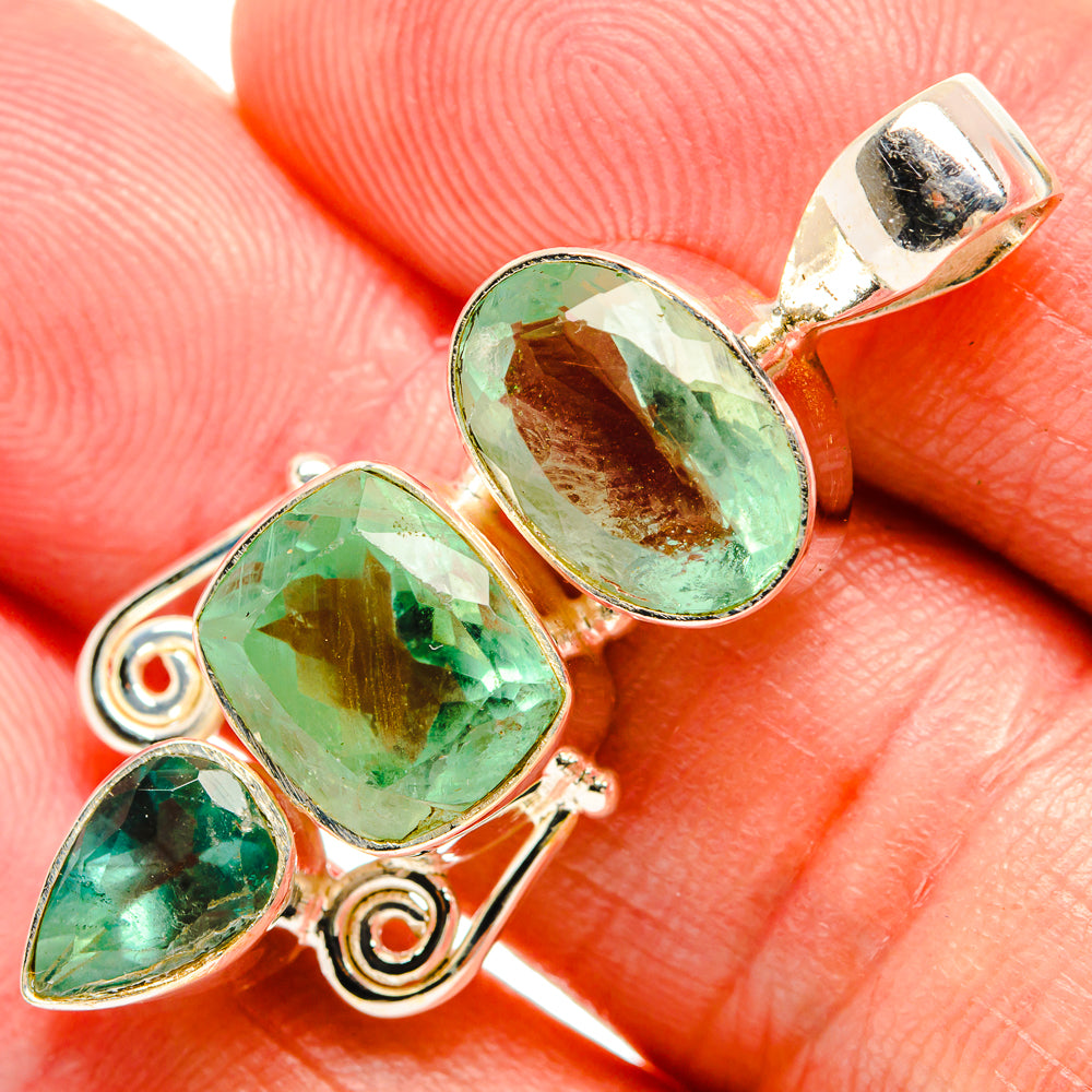 Green Fluorite Pendants handcrafted by Anasilvercos - PD33267