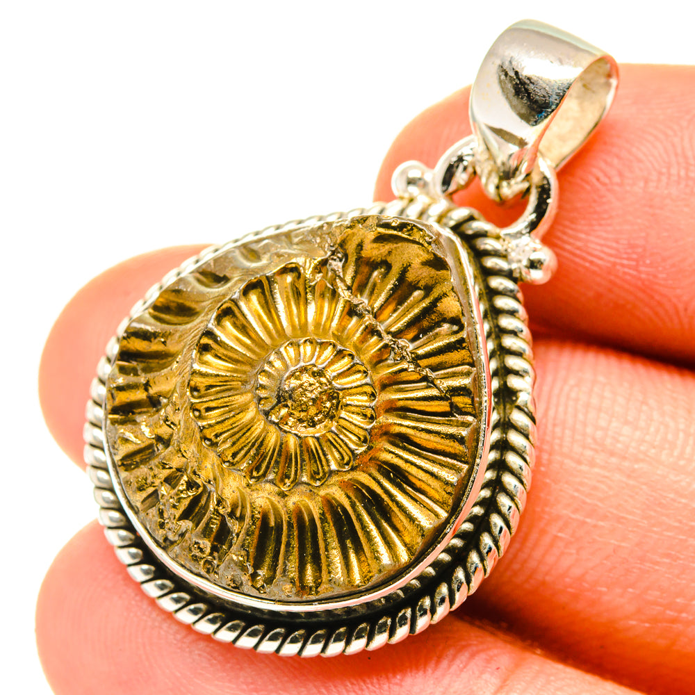 Pyrite Fossil Pendants handcrafted by Anasilvercos - PD3327