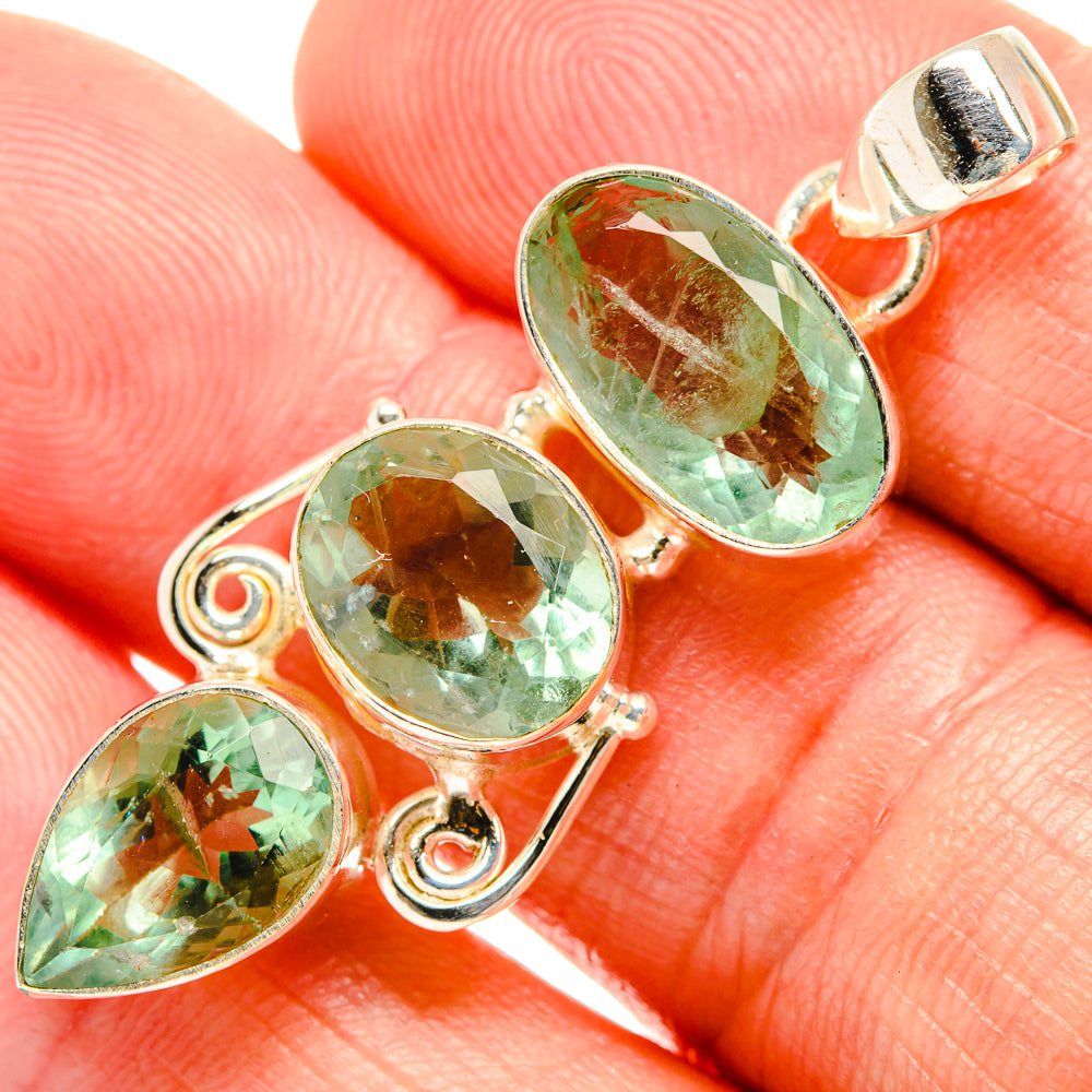 Green Fluorite Pendants handcrafted by Anasilvercos - PD33288