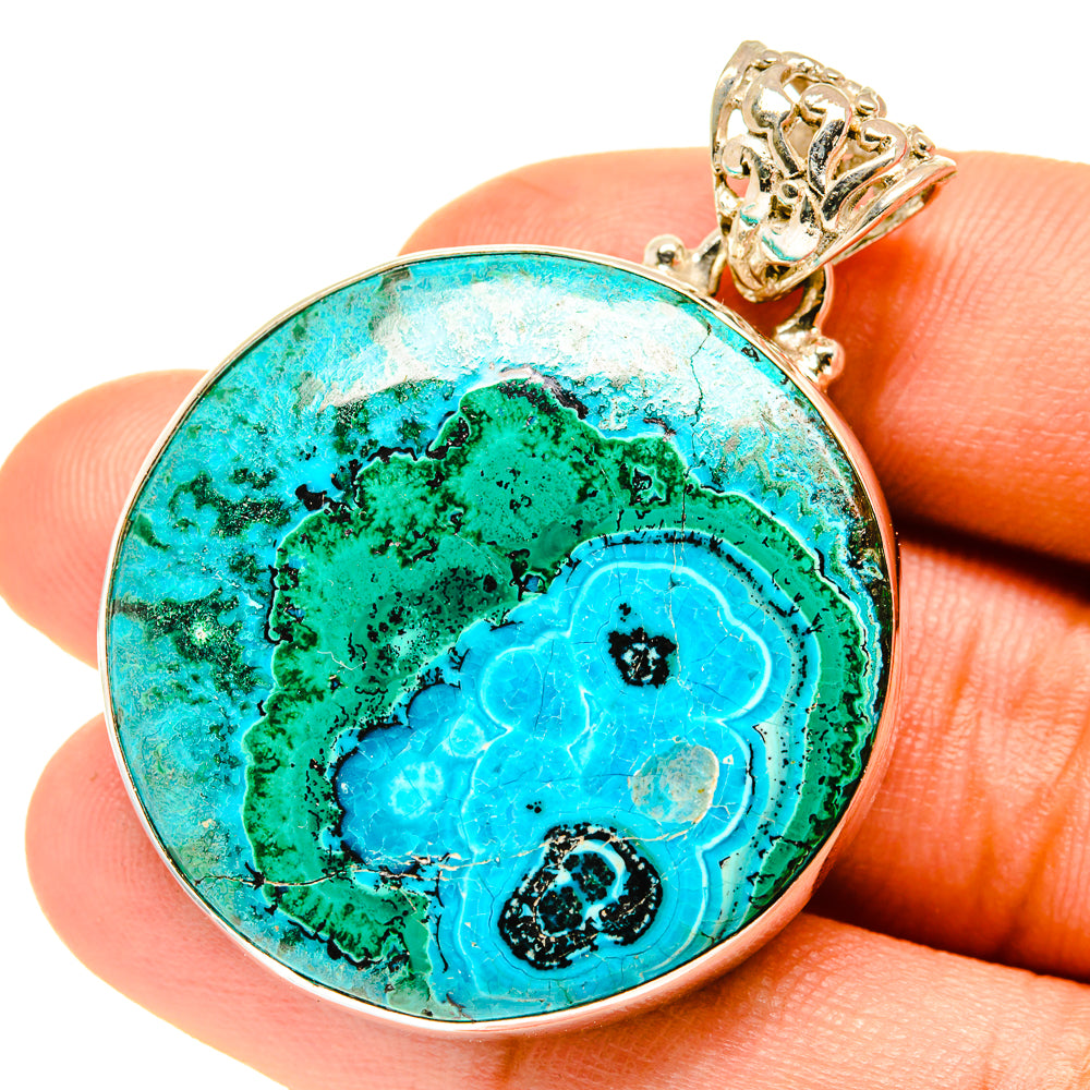 Malachite In Chrysocolla Pendants handcrafted by Anasilvercos - PD3334
