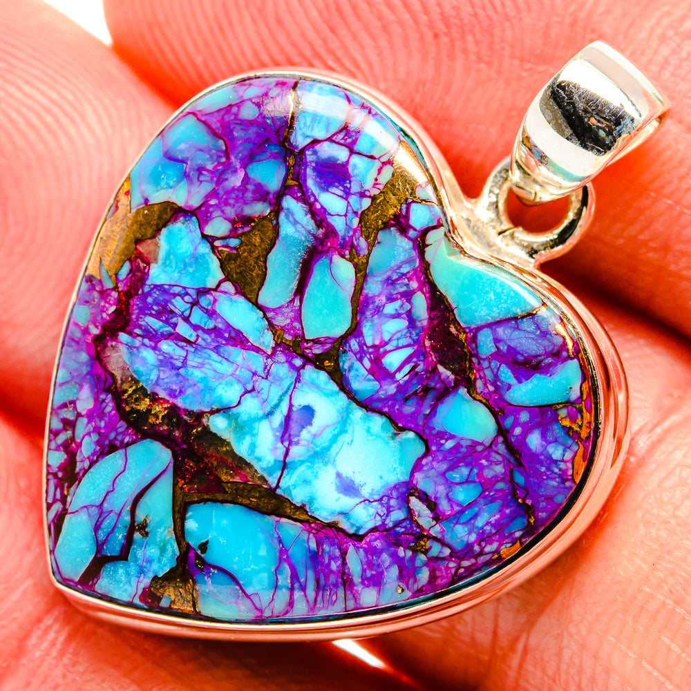 Purple Copper Composite Turquoise Pendants handcrafted by Anasilvercos - PD33364