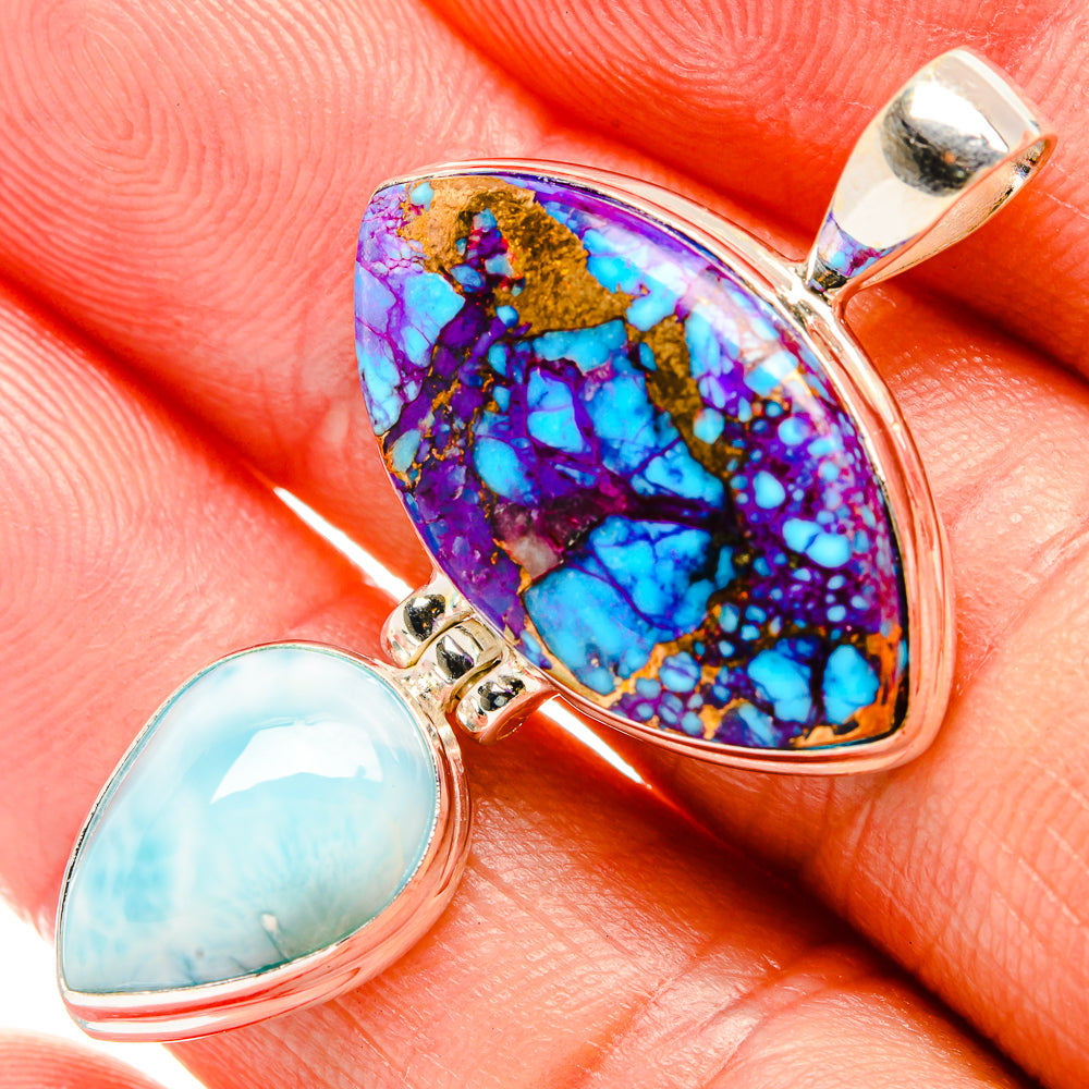 Purple Copper Composite Turquoise Pendants handcrafted by Anasilvercos - PD33368