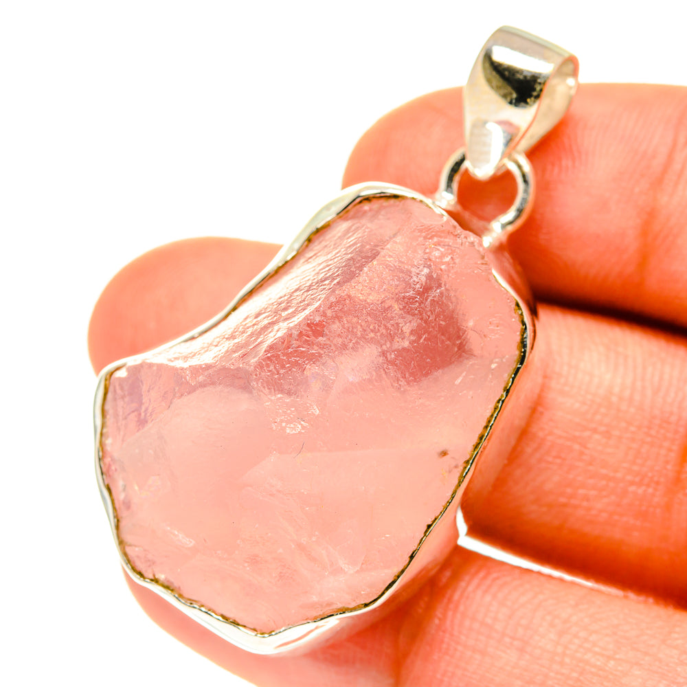 Rose Quartz Pendants handcrafted by Anasilvercos - PD3338