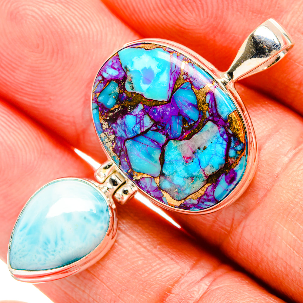 Purple Copper Composite Turquoise Pendants handcrafted by Anasilvercos - PD33382