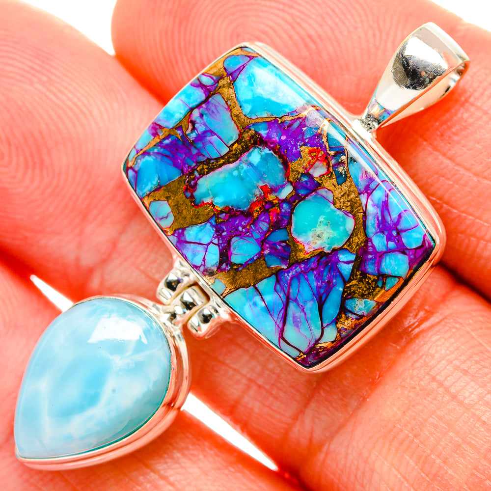 Purple Copper Composite Turquoise Pendants handcrafted by Anasilvercos - PD33385