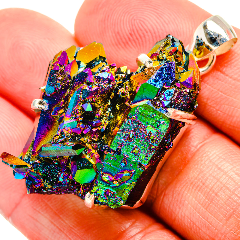 Titanium Sunshine Druzy Pendants handcrafted by Anasilvercos - PD33388