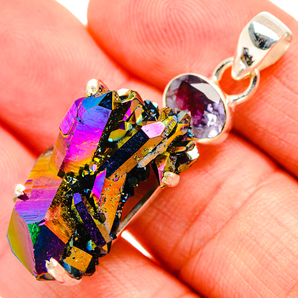 Titanium Sunshine Druzy Pendants handcrafted by Anasilvercos - PD33393