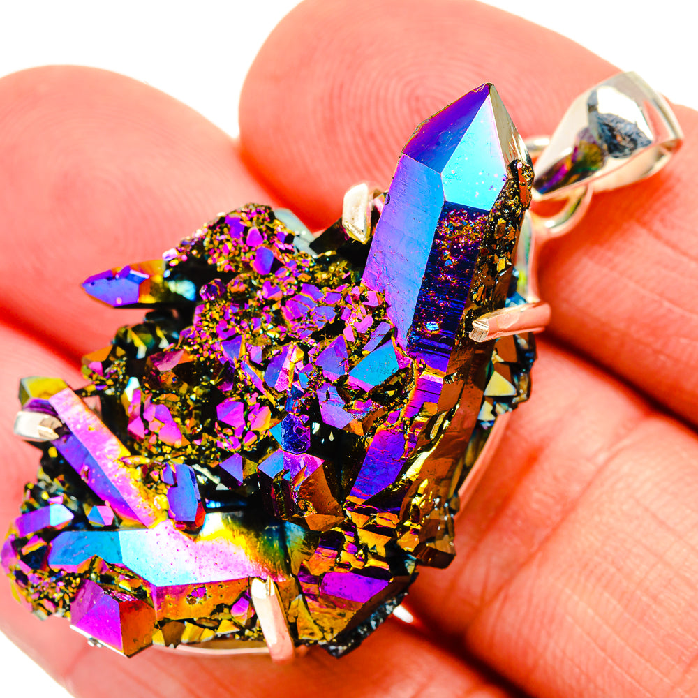 Titanium Sunshine Druzy Pendants handcrafted by Anasilvercos - PD33394