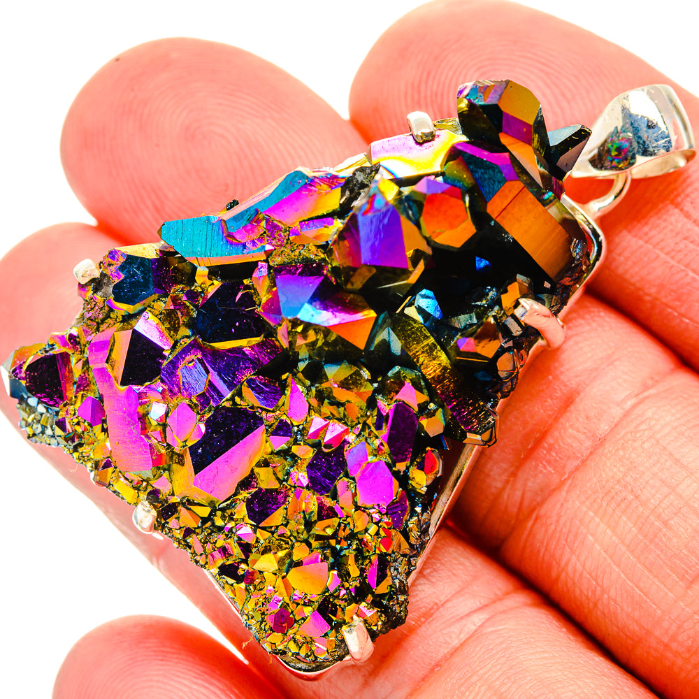 Titanium Sunshine Druzy Pendants handcrafted by Anasilvercos - PD33397