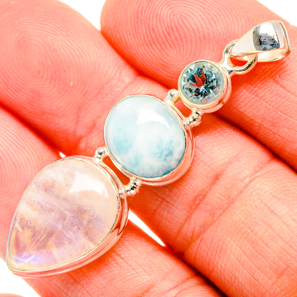 Rainbow Moonstone Pendants handcrafted by Anasilvercos - PD33409