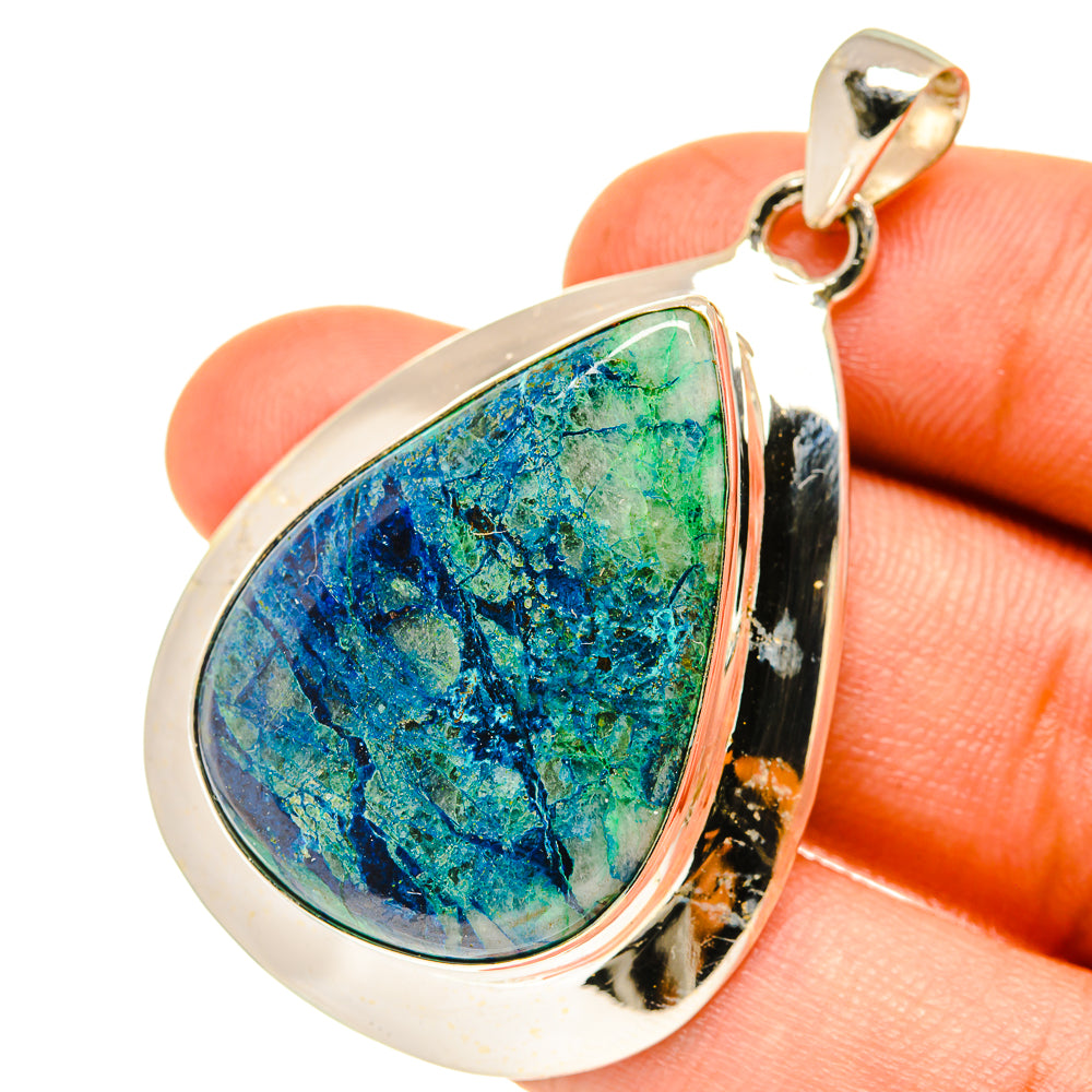 Chrysocolla In Quartz Pendants handcrafted by Anasilvercos - PD3342