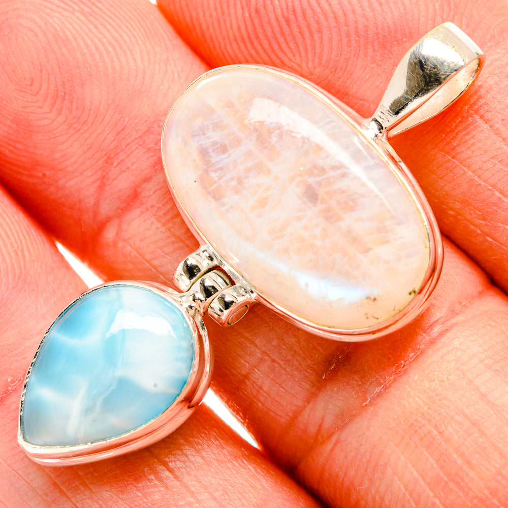 Rainbow Moonstone Pendants handcrafted by Anasilvercos - PD33434