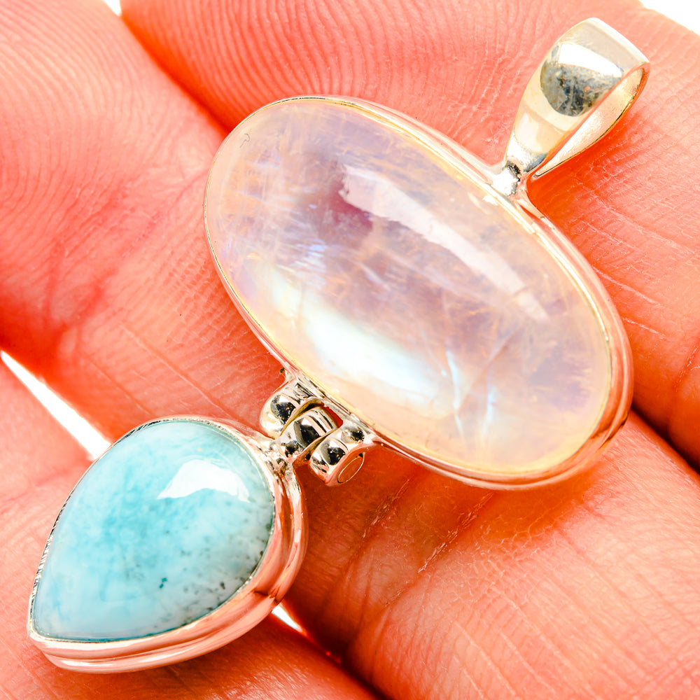 Rainbow Moonstone Pendants handcrafted by Anasilvercos - PD33447