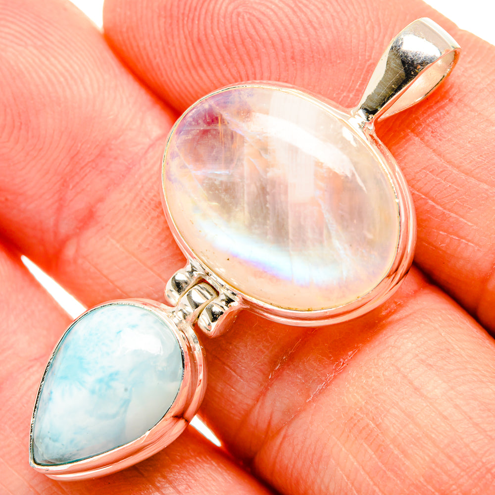 Rainbow Moonstone Pendants handcrafted by Anasilvercos - PD33449