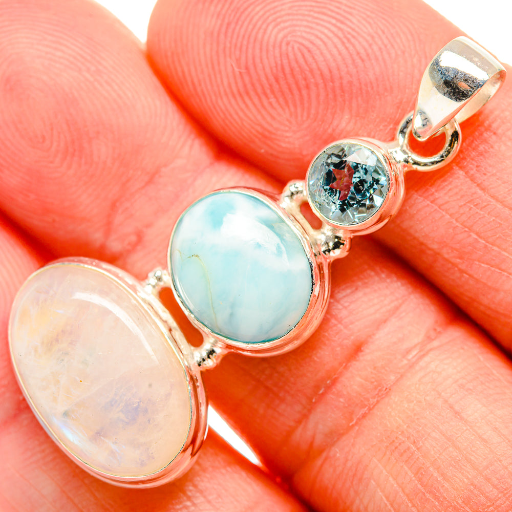 Rainbow Moonstone Pendants handcrafted by Anasilvercos - PD33453