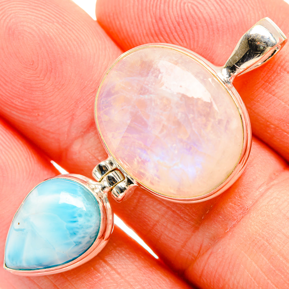 Rainbow Moonstone Pendants handcrafted by Anasilvercos - PD33454