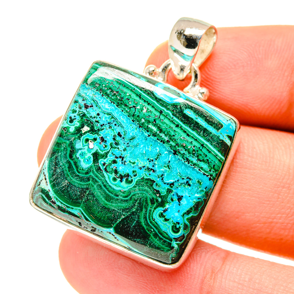 Malachite In Chrysocolla Pendants handcrafted by Anasilvercos - PD3346