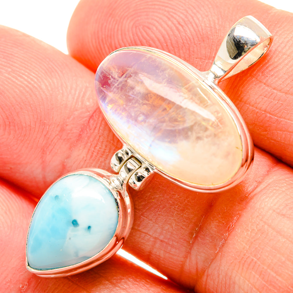 Rainbow Moonstone Pendants handcrafted by Anasilvercos - PD33462