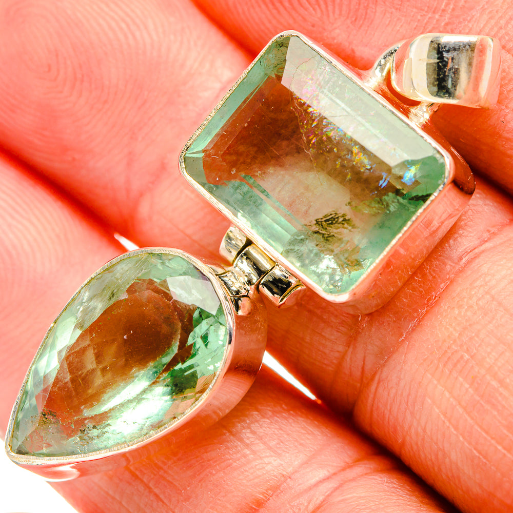Green Fluorite Pendants handcrafted by Anasilvercos - PD33476