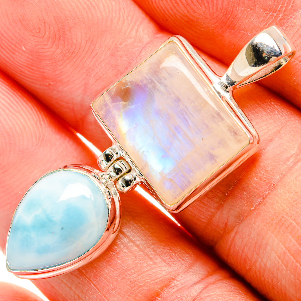 Rainbow Moonstone Pendants handcrafted by Anasilvercos - PD33477
