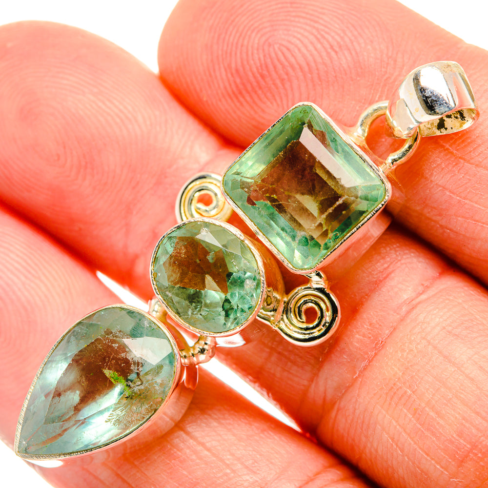 Green Fluorite Pendants handcrafted by Anasilvercos - PD33482