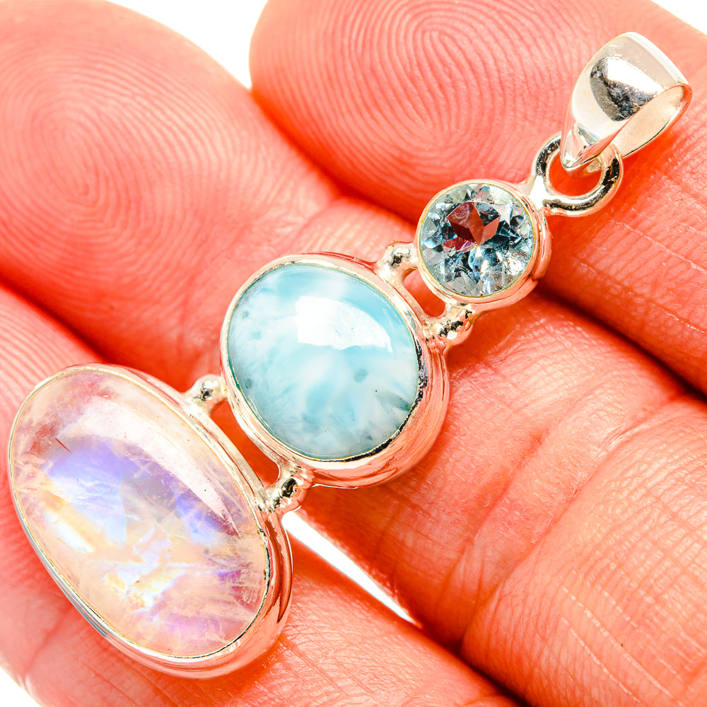 Rainbow Moonstone Pendants handcrafted by Anasilvercos - PD33498