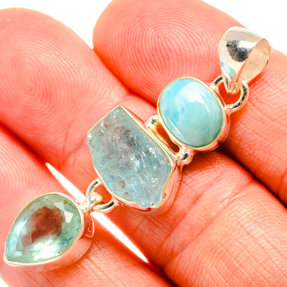 Aquamarine Pendants handcrafted by Anasilvercos - PD33502
