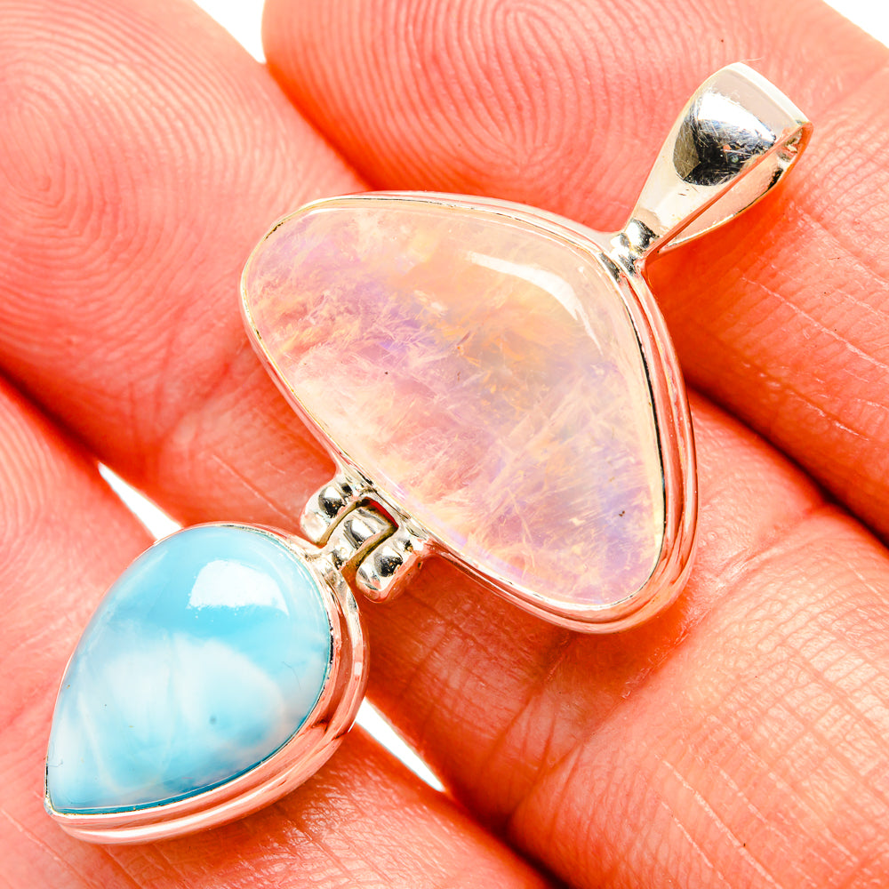 Rainbow Moonstone Pendants handcrafted by Anasilvercos - PD33508