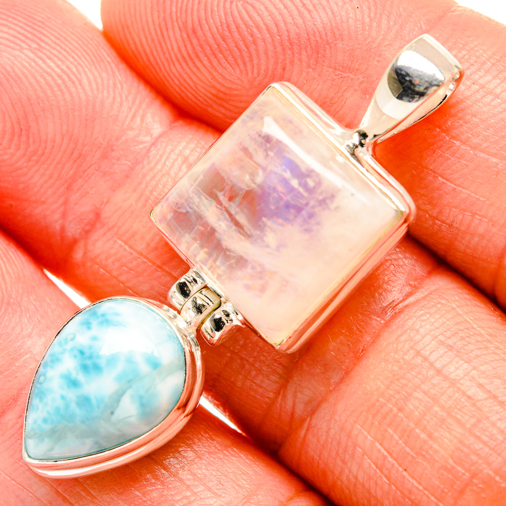 Rainbow Moonstone Pendants handcrafted by Anasilvercos - PD33509