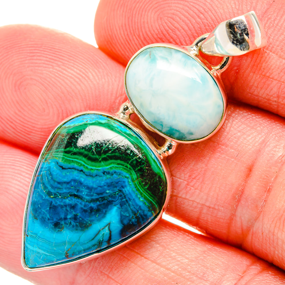 Malachite In Chrysocolla Pendants handcrafted by Anasilvercos - PD33524